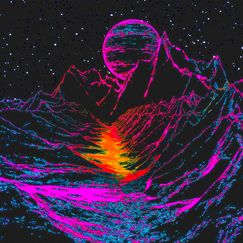 Neon planet landscape gif by dualvoidanima