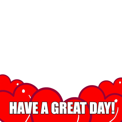 Pohyblivý obrázek s vykukujícím medvědem ze srdíček s nápisem Have a great day!