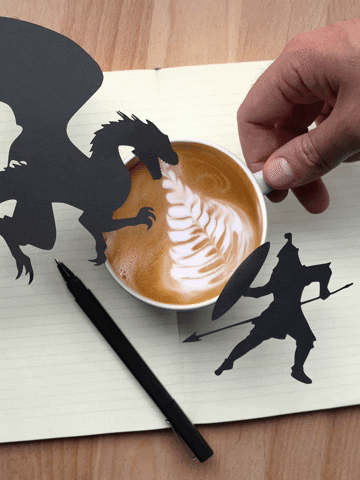 paperboyo dragon gameofthrones latteart paperart GIF