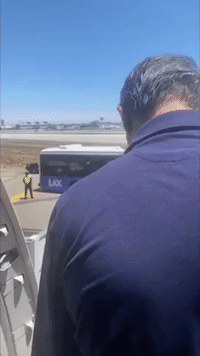 Plane Bursts Tires When Landing at Los Angeles International Airport