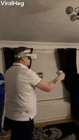 Uncle Trying Vr Boxing Ends Up With A Broken Lamp And Table GIF by ViralHog