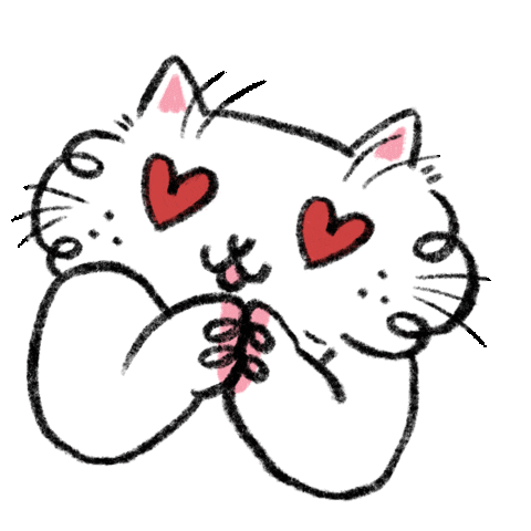 White Cat Love Sticker by Choc Ye for iOS & Android | GIPHY
