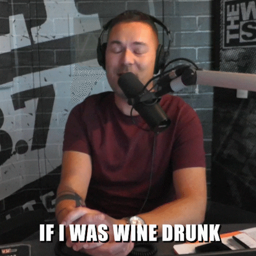 TheWoodyShow drink crying wine radio GIF