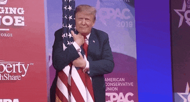 trump hugging flag GIF by Saturday Night Live