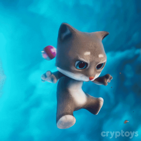 Cryptoys space kitty jump in floating in space GIF
