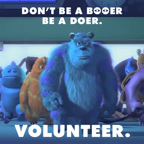 Don't be a booer, be a doer. Volunteer.