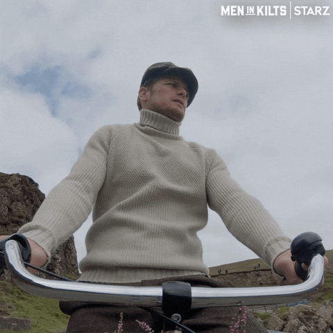 Bicycling Sam Heughan GIF by Men in Kilts: A Roadtrip with Sam and Graham