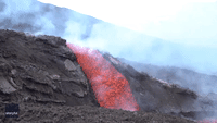Fiery Lava Flows Following Latest Eruption of Sicily's Mount Etna