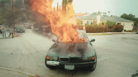 car on fire gif