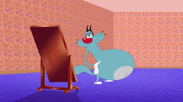 mirror belly GIF by Oggy and the Cockroaches