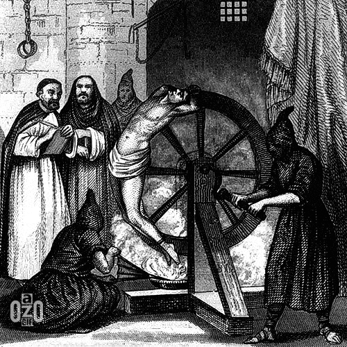 aozomek torture wheel of fortune inquisition engraving GIF