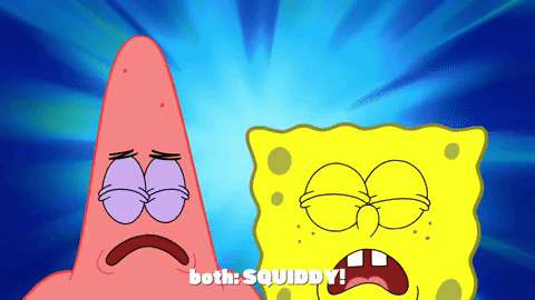 Spongebob animatedly wishing happy birthday with sparkling surrounding effects