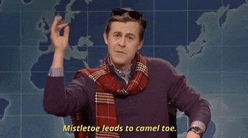 mistletoe leads to camel toe GIF by Saturday Night Live