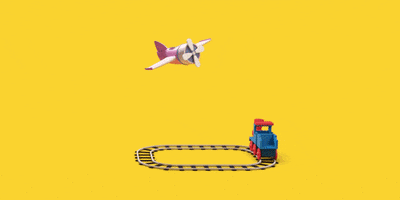 qubitzstudio cartoon train plane toy GIF