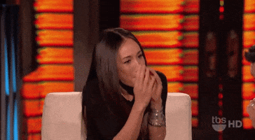 happy excited asian exciting maggie q