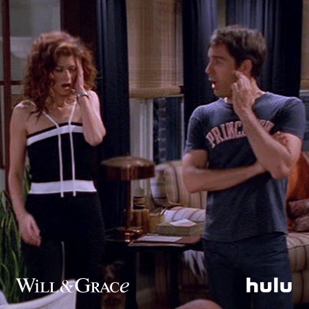 scared will and grace GIF by HULU