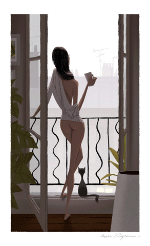 deineko art girl tea GIF