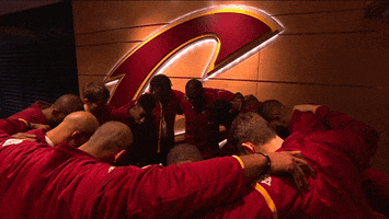 cleveland cavaliers huddle GIF by NBA