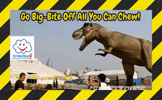dinosaur go big GIF by SmileCloudsUSA