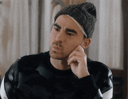 Schitt's Creek gif. Dan Levy as David shrugs with one hand and then leans his face on it, as he says to someone off screen, "Yes that is almost entirely correct."