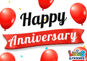 Happy Anniversary Confetti GIF by Lucas and Friends by RV AppStudios
