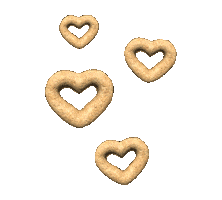 Sponsored gif. Four heart shaped Cheerios sway gently in the middle of the screen. 