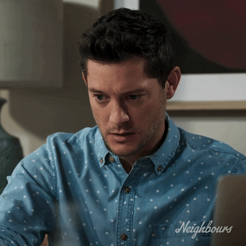 Rob Mills Worry GIF by Neighbours (Official TV Show account)