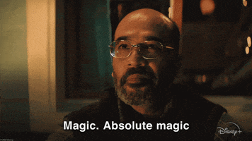 Disney gif. Mohan Kapur as Yusuf Khan in Ms Marvel looking up with admiration and saying "magic, absolute magic."