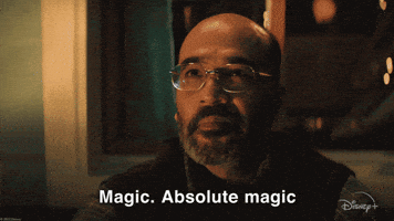 Disney gif. Mohan Kapur as Yusuf Khan in Ms Marvel looking up with admiration and saying "magic, absolute magic."