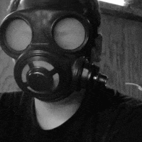 gas mask smoking GIF