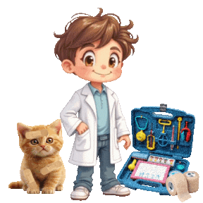 Boys Girls Sick Kitten Sticker