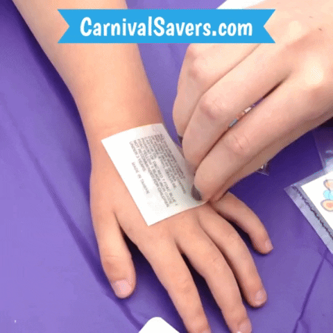 CarnivalSavers carnival savers carnivalsaverscom kids washable tattoos springtime child having temporary tattoo added to hand GIF