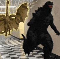 Chasing King Ghidorah GIF