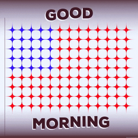 Colorful good morning animation featuring stars and stripes in motion