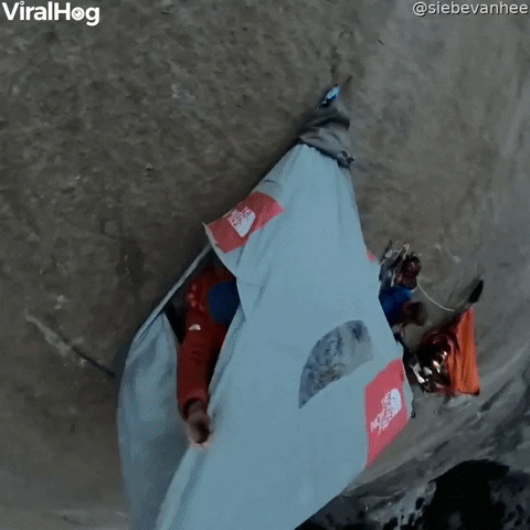 Mountain Climbers Camp Suspended On Rock Wall GIF by ViralHog