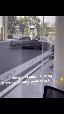 Bmw And Merc Drifting Drifting Around Teslas Factory GIF