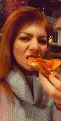 lindajeantheactress food pizza eat eatting GIF