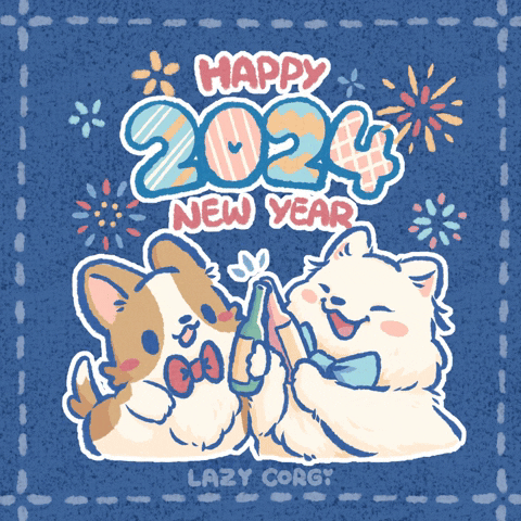 Celebrate Happy New Year GIF by Lazy Corgi