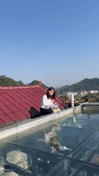 Incredible Rooftop Tank Creates Floating Fish Effect