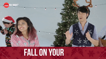 Fall On Your Knees Christmas GIF by BuzzFeed
