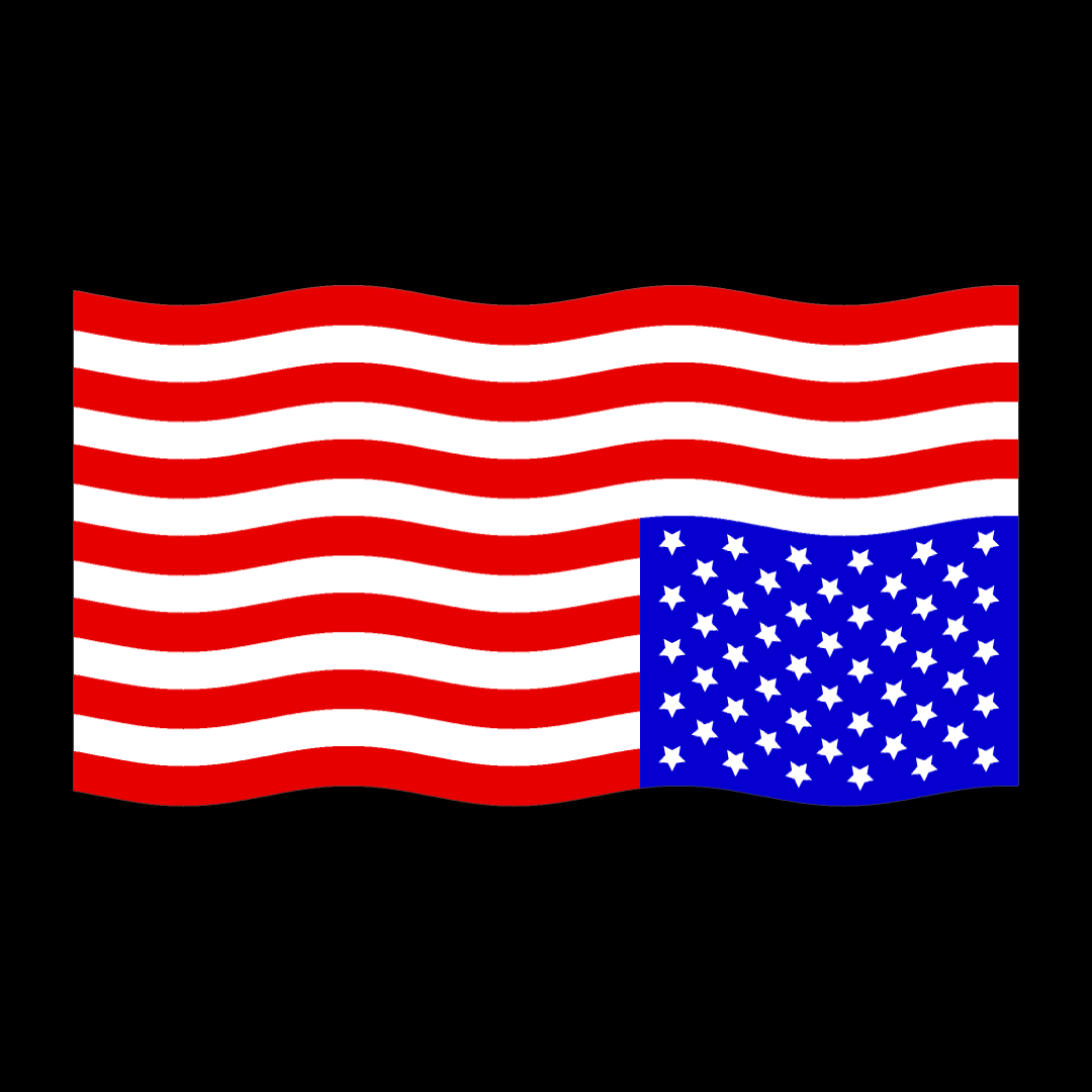 Digital art gif. Upside down American flag waves gently over a black background.