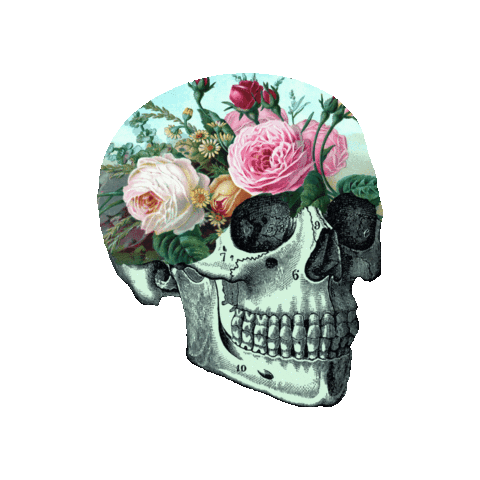 Flowers Skull Sticker by TheGrungeMonkey
