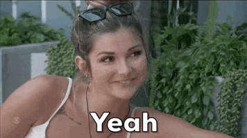 Reality TV gif. A contestant in Big Brother is smiling and has sunglasses on her head. She smiles and nods while saying, "Yeah."