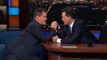stephen colbert arm wrestle GIF by The Late Show With Stephen Colbert