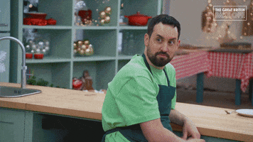 Christmas Shrug GIF by The Great British Bake Off