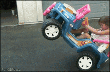 kid in powerwheel jeep gif
