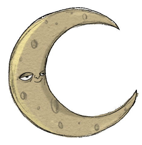 Crescent Moon Illustration Sticker