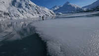Ice Skaters Take to Frozen Lake Near Alaska's Portage Glacier