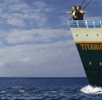 Titanic hits an iceberg, kinda like The Real Love Boat does