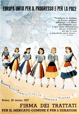 A vintage Italian poster promoting European unity